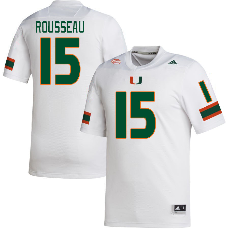 #15 Greg Rousseau Miami Hurricanes Jerseys Football Stitched-White